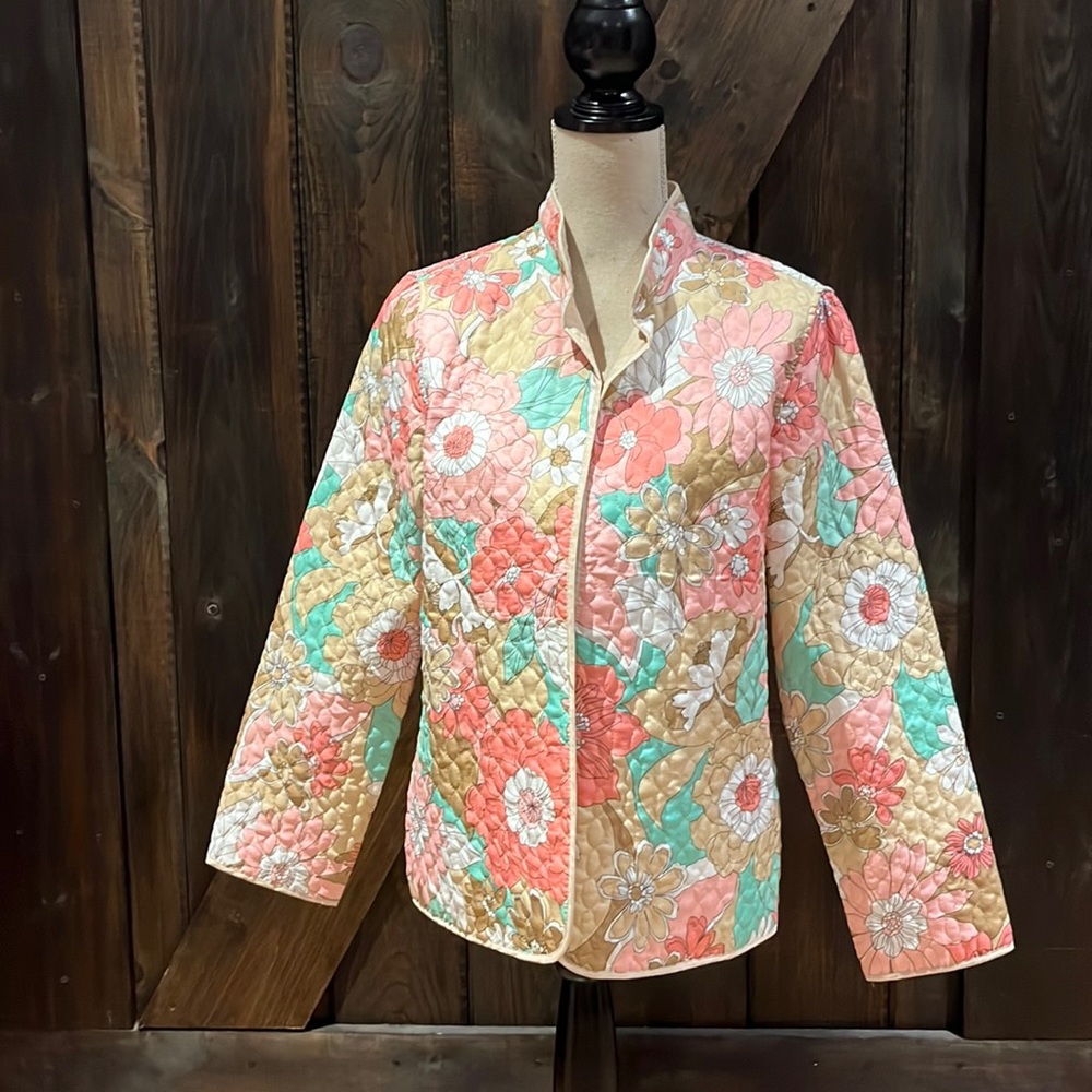 Alfred Dunner quilted floral jacket size 8